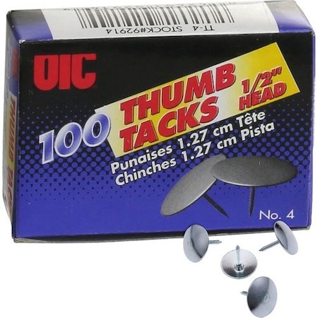Officemate Internatnl TACKS, THUMB, 1/2in HEAD, SR, 100PK OIC92914